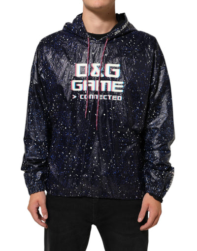 Dolce & Gabbana Blue D&G Game Hooded Men Sweatshirt Sweater