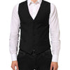 Dolce & Gabbana Black Wool Dress Formal Men Waistcoat Vest