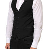 Dolce & Gabbana Black Wool Dress Formal Men Waistcoat Vest
