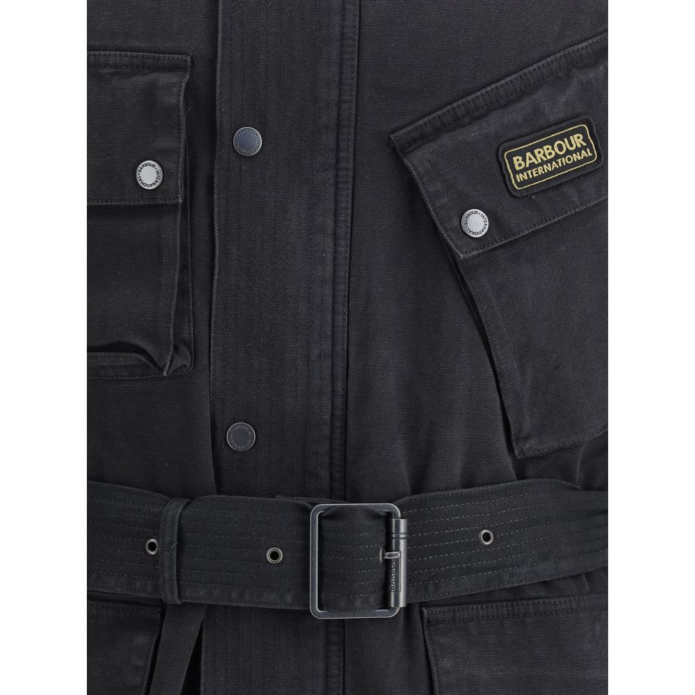 Barbour International schwarzer Baumwollmantel