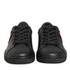 Dolce & Gabbana Black Leather Crystal Heart Sneakers  Shoes