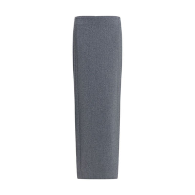 Thom Browne Gray Fleece Wool Long Skirt