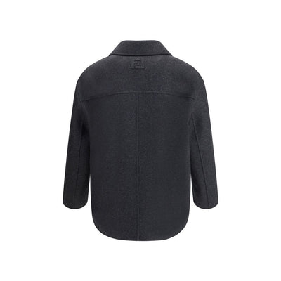 Fendi Gray Fleece Wool Coat