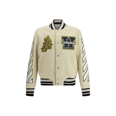 Off-White Creme Polyamid Bomberjacke