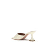 Amina Muaddi Cream Calf Leather Bos Taurus Flat Sandals
