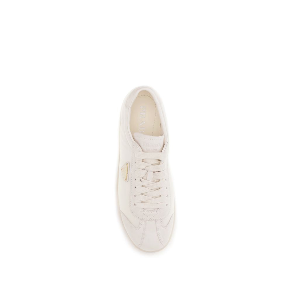 Prada Sneaker aus cremefarbenem Polyamid, niedriges Top