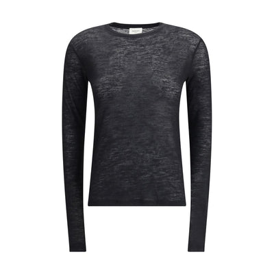Saint Laurent Black Cashmere Long Sleeve T-Shirt