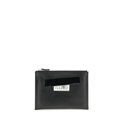 MM6 Black Calf Leather Bos Taurus Clutch Bag