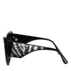 Dolce & Gabbana Black Silver Sequin Butterfly Polarized Sunglasses