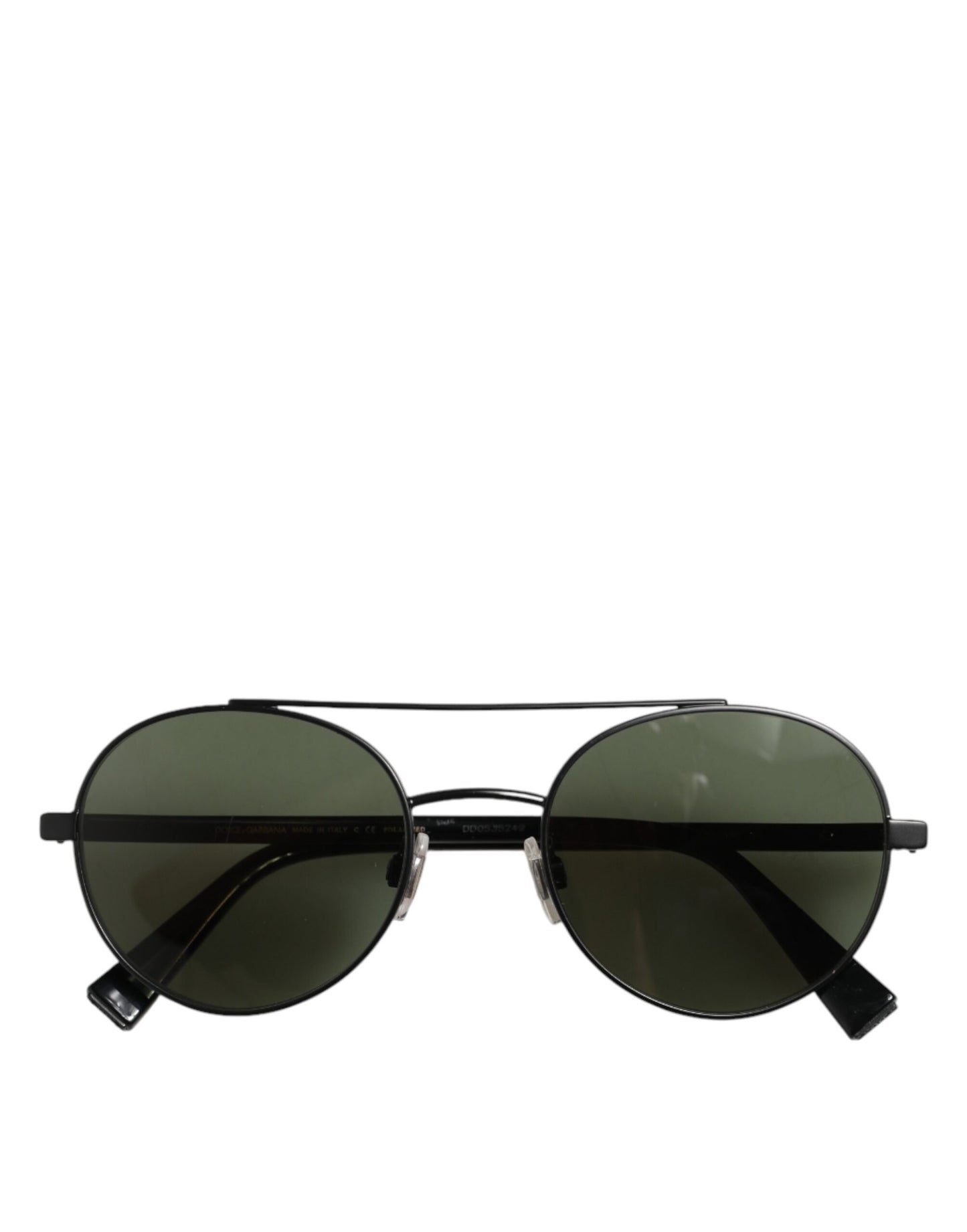 Dolce &amp; Gabbana Sonnenbrille mit mattschwarzem Stahlrahmen und grauen Gläsern