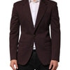 Dolce & Gabbana Maroon Cotton 2 Buttons Suit Jacket Blazer