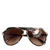 Dolce & Gabbana Modified Aviator Striped Brown Acetate Gradient Sunglasses