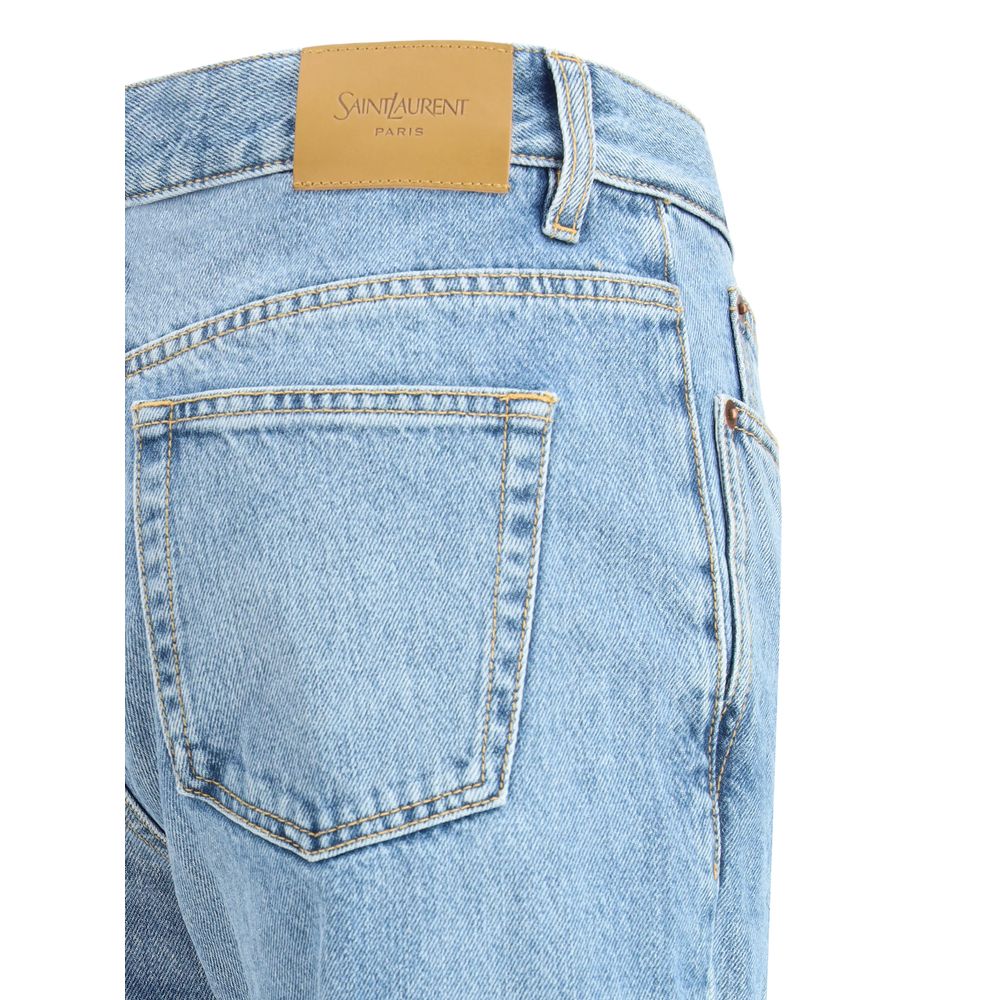 Saint Laurent hellblaue Baumwolljeans mit geradem Bein