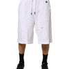 Dolce & Gabbana White Distressed Cotton Men Bermuda Shorts