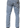 Dolce & Gabbana Blue Cotton Distressed Slim Fit Denim Jeans