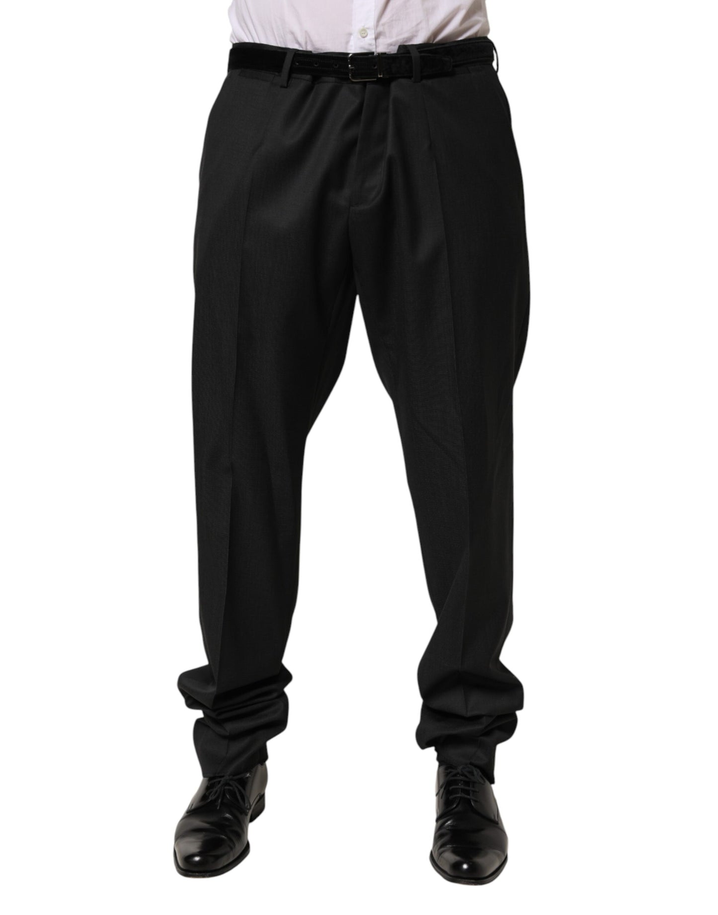 Dolce & Gabbana Black Wool Formal Dress Men Trouser Pants