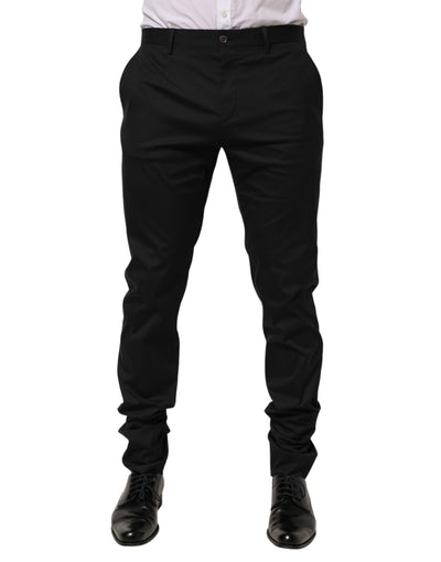 Dolce & Gabbana Black Cotton Formal Dress Men Trouser Pants