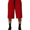 Dolce & Gabbana Red Cotton MidWaist Drawstring Bermuda Pants