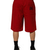 Dolce & Gabbana Red Cotton MidWaist Drawstring Bermuda Pants