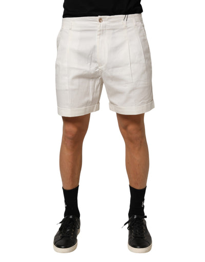 Dolce & Gabbana White Cotton Mid Waist Men Bermuda Shorts