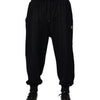 Dolce & Gabbana Black Cotton Blend Drawstring Jogger Jogger Pants