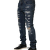 Dolce & Gabbana Blue Tattered Cotton Skinny Men Denim Jeans