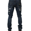 Dolce & Gabbana Blue Tattered Cotton Skinny Men Denim Jeans