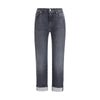 7FOR Black Cotton Relaxed Fit Jeans