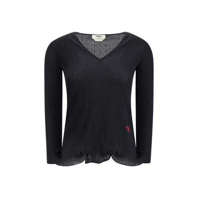 Fendi Schwarzes Fleece-Wolloberteil