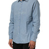 Deperlu Blue Denim Regular Fit Collared Long Sleeve Men Shirt