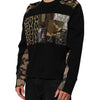 Dolce & Gabbana Black Patchwork Crew Neck Pullover Sweater