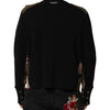 Dolce & Gabbana Black Patchwork Crew Neck Pullover Sweater