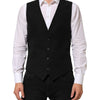 Dolce & Gabbana Black Cotton Waistcoat Dress Men Formal Vest