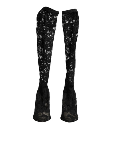 Dolce & Gabbana Black Pumps Taormina Lace Socks Boots Shoes