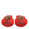 Dolce & Gabbana Red Devotion Lace Flats Slip On Sandals Shoes