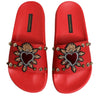 Dolce & Gabbana Red Sacred Heart Stud Slides Beachwear Shoes