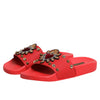 Dolce & Gabbana Red Sacred Heart Stud Slides Beachwear Shoes