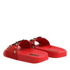Dolce & Gabbana Red Sacred Heart Stud Slides Beachwear Shoes