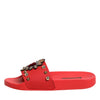 Dolce & Gabbana Red Sacred Heart Stud Slides Beachwear Shoes