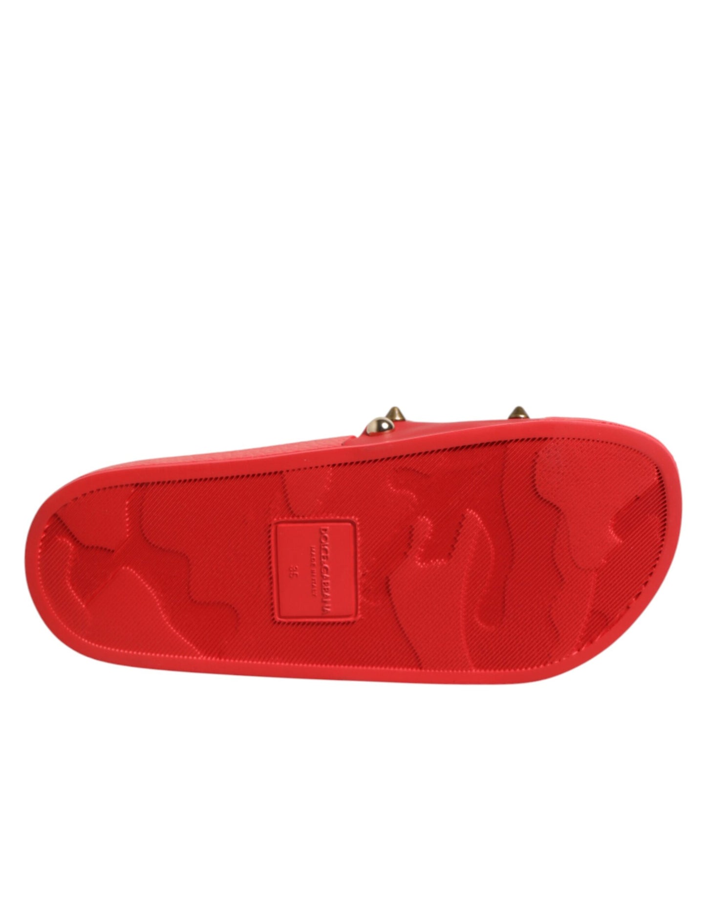 Dolce & Gabbana Red Sacred Heart Stud Slides Beachwear Shoes