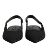Dolce & Gabbana Black Crystal Charmeuse Slingback Shoes