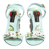 Dolce & Gabbana Mint Green Floral Studs Heels Sandals Shoes