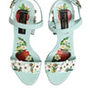 Dolce & Gabbana Mint Green Floral Studs Heels Sandals Shoes