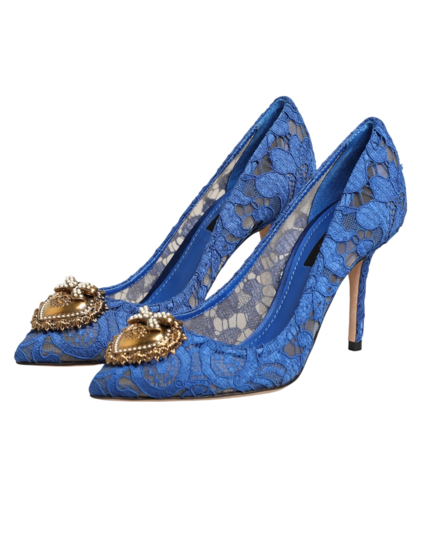 Dolce & Gabbana Blue Taormina Lace DEVOTION Pumps Shoes \