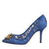 Dolce & Gabbana Blue Taormina Lace DEVOTION Pumps Shoes \