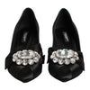 Dolce & Gabbana Black Satin Bow Crystal Embellishment Pumps Shoes