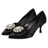 Dolce & Gabbana Black Satin Bow Crystal Embellishment Pumps Shoes