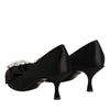 Dolce & Gabbana Black Satin Bow Crystal Embellishment Pumps Shoes