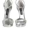 Dolce & Gabbana Silver Leather Platform Keira Sandals Shoes