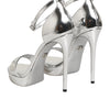 Dolce & Gabbana Silver Leather Platform Keira Sandals Shoes
